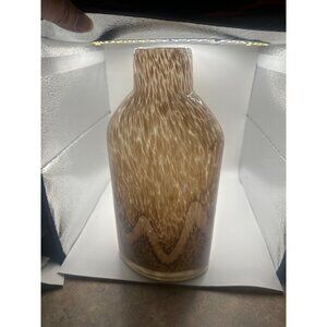 Hand-Blown Brown & Cream Art Glass Vase